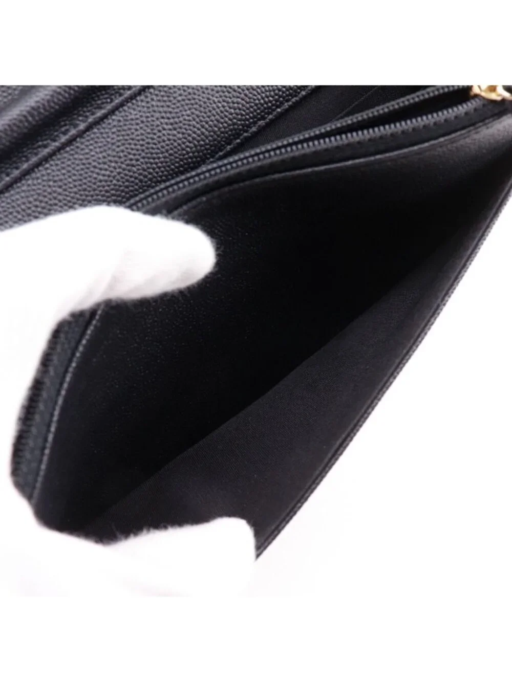 Chanel Mademoiselle Quilted Caviar Leather Black Chain Wallet Shoulder